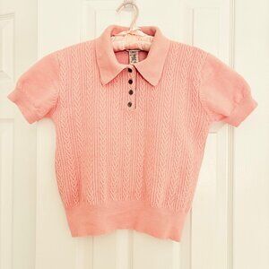 Evan Picone 100% Merino Wool Pink Cable Knit Sweater Medium